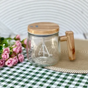 لیوان طرح چوبی همزن دار