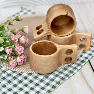 لیوان دسته دار چوبی