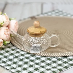 قوری زعفران تمام پیرکس در چوبی