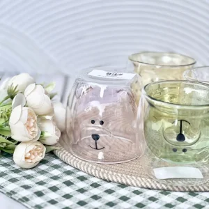 ماگ شیشه ای دوجداره طرح خرس