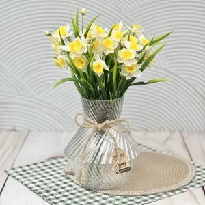 گلدان شیشه ای کوتاه خطی