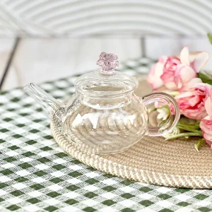 قوری زعفران تمام پیرکس طرح گل